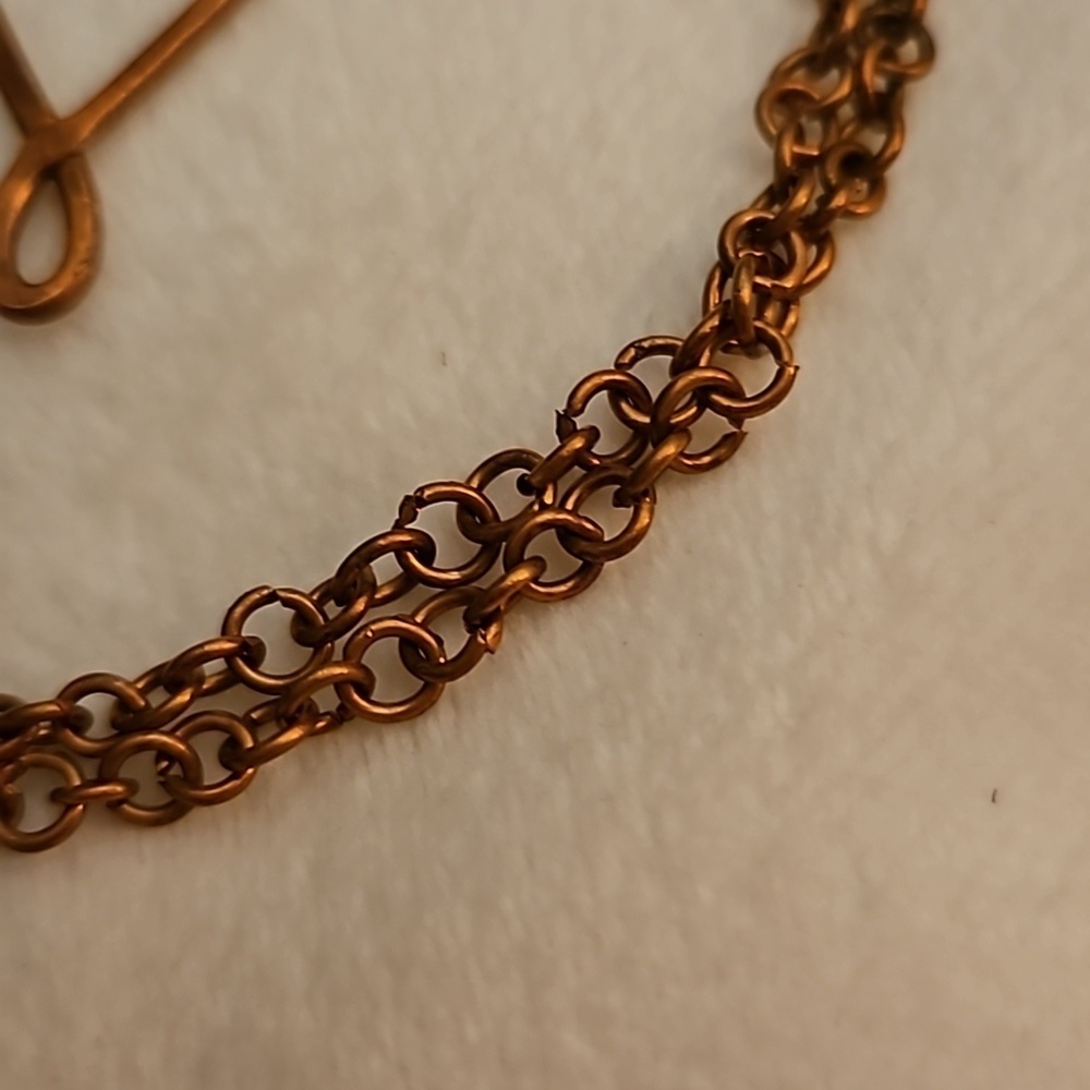 HANDMADE Copper Wire Wrapped Heart Pendant Long Chain Necklace - Picture 6 of 6